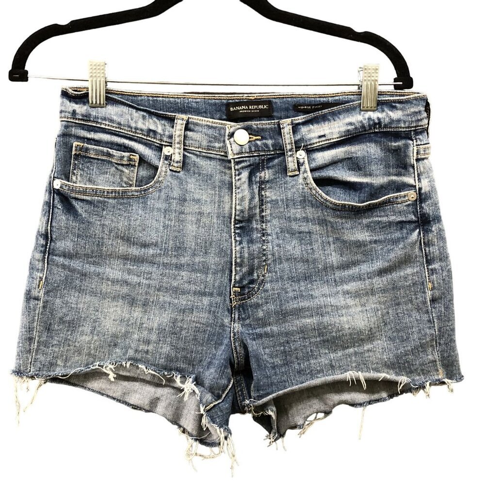 Banana Republic 3'' High Rise Jean Shorts Womens Size 28 Cut Off‎ Blue